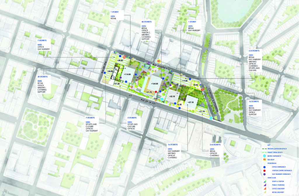 Im Einklang mit dem Stadtbild, mit viel Grün und öffentlichen Einrichtungen soll der Komplex auch zum Anziehungspunkt für Stadtbewohner und Besucher werden (Grafik: Perkins&Will)