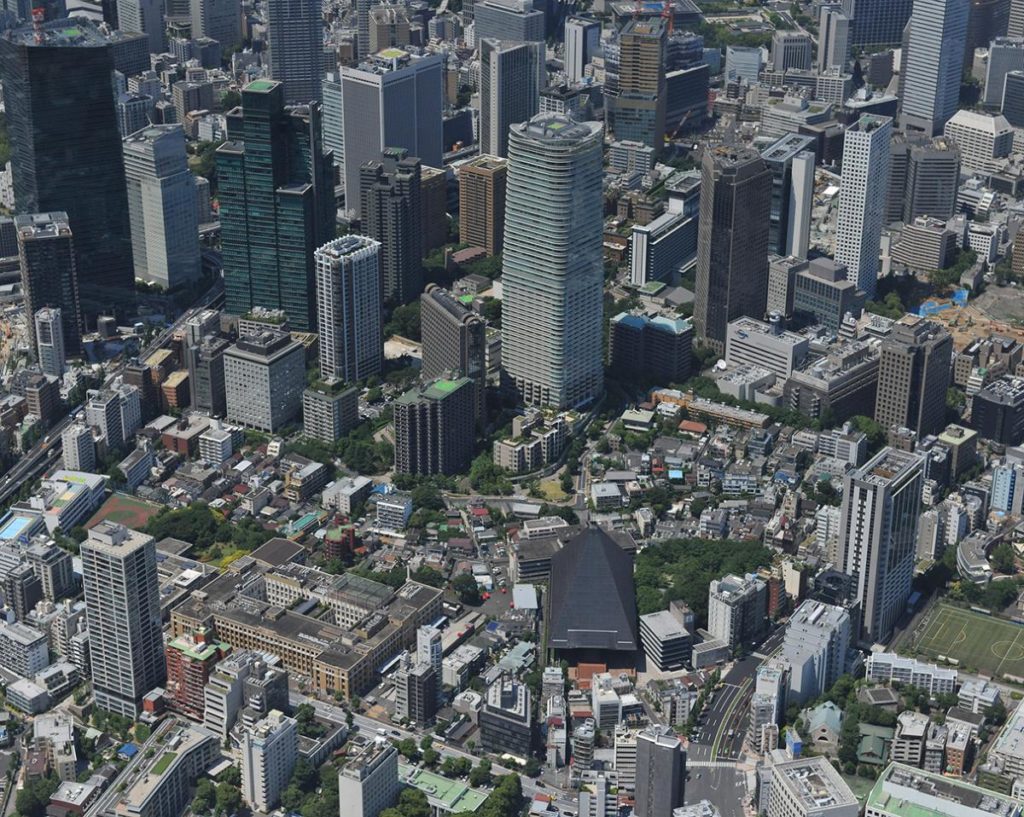 Blick von oben auf das Areal des Mega-Projekts: Tokios Bezirk Toranomon-Azabudai. (Bild: Mori)