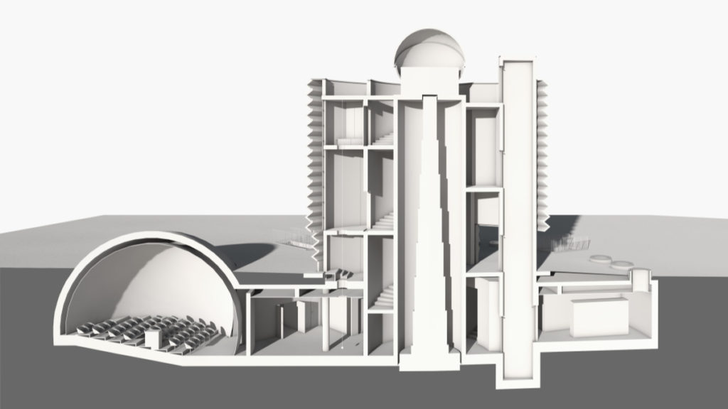 Schnitt 3D durch die neue Sternwarte 
