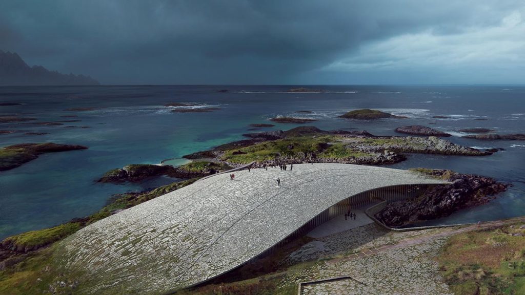 Wie aus der Landschaft selbst gewachsen: Dorte Mandrups faszinierendes Projekt „The Whale“. (Grafik: MIR)