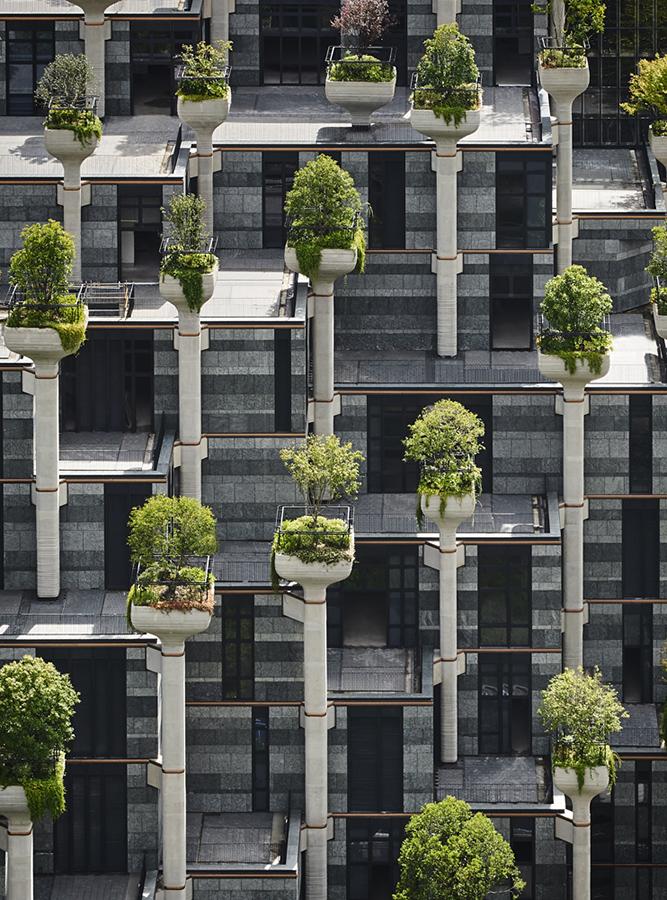 Hunderte Säulen wurden als Pflanzentöpfe konzipiert, in denen Bäume wurzeln. (Foto: Qingyan Zhu)