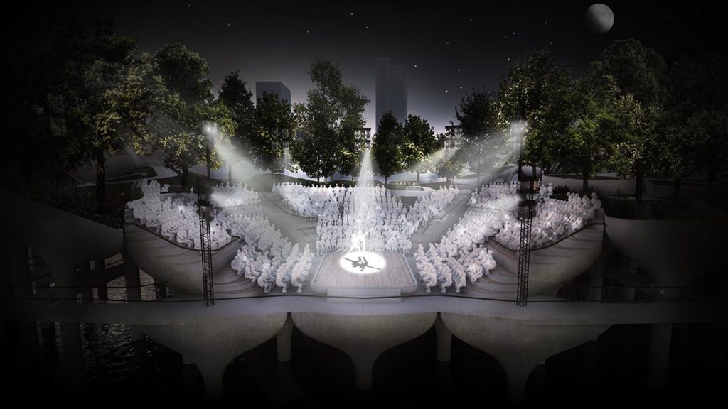 Im Amphitheater soll ganzjährig Kultur geboten werden. (Bild: Heatherwick)