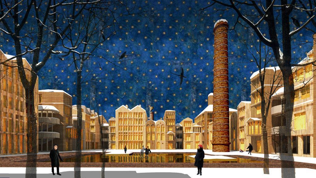 Wettbewerbsareal Fabrik Santekhpribor, Lobende Erwähnung: CHVOYA Architectural Bureau, Sankt Petersburg. (Bild: © The Institute for Urban Development of the Republic of Tatarstan