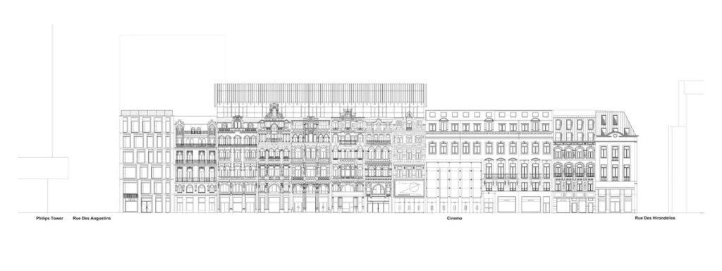 Henning Larsen „reanimiert“ Brüssel: Skizze des neuen Komplexes, vom Place de Brouckère aus gesehen. (Grafik: Henning Larsen)