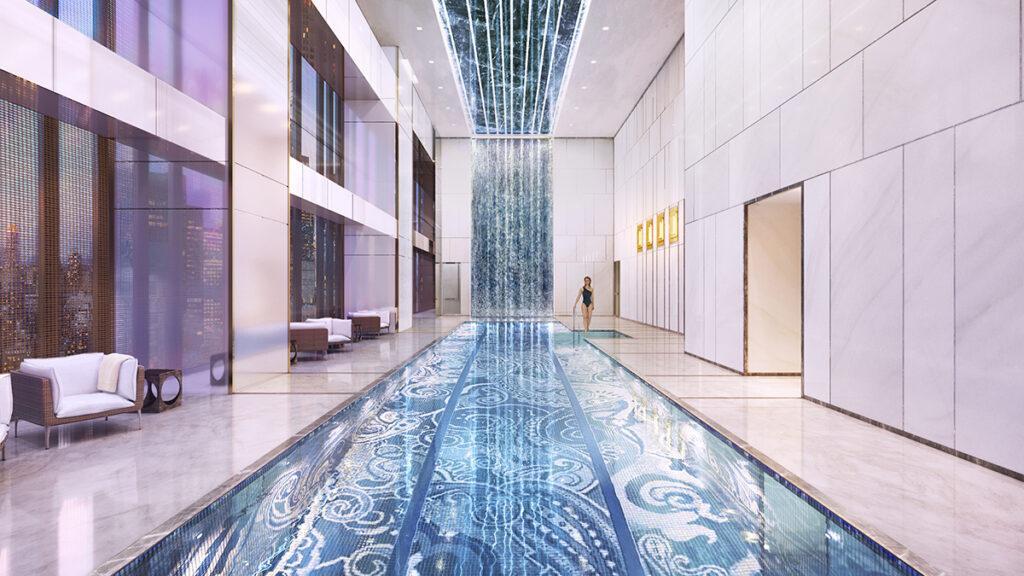 Das höchste Wohnhaus der Welt hat natürlich auch einen Indoor-Pool. (Bild: ©Adrian Smith + Gordon Gill Architecture/Extell)