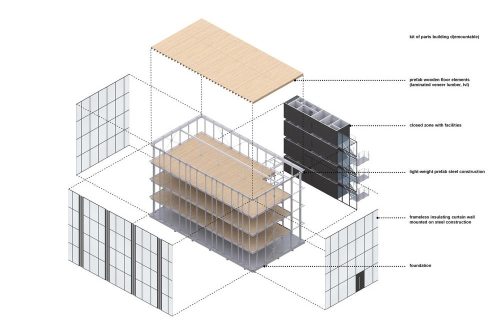 Drawing of Building D(emountable), removable offices