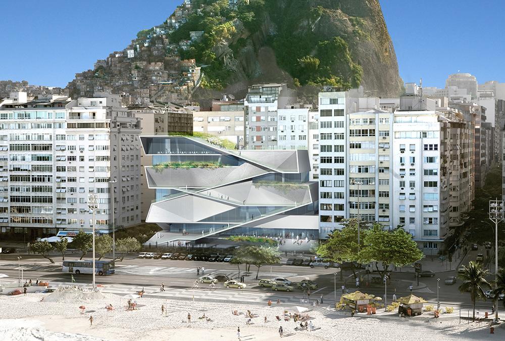 Lang ersehnt, mehrfach verzögert, jetzt doch endlich in Fertigstellung: Das spektakuläre „MIS“ an Rios berühmter Copacabana. (Bild: Diller, Scofidio + Renfro)