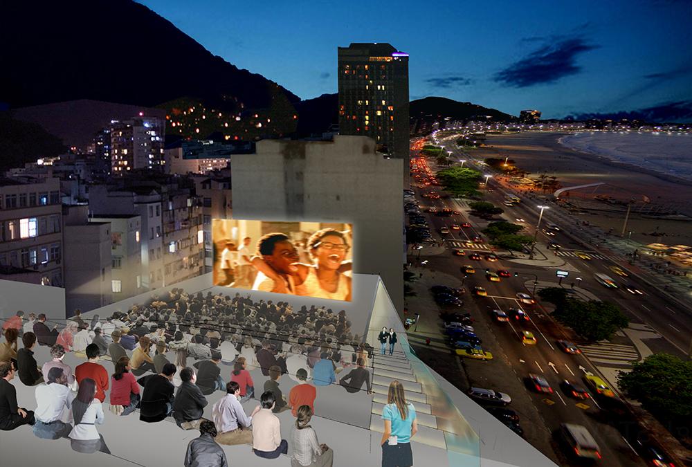 Open-air cinema on the roof of the Museum of Image and Sound