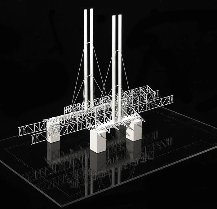 Model of roof, steel grid and chimneys  for GES-2