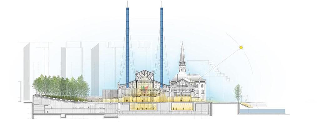 „Kultur-Kraftwerk“ á la Renzo Piano in Moskau. (Grafik: RPBW)