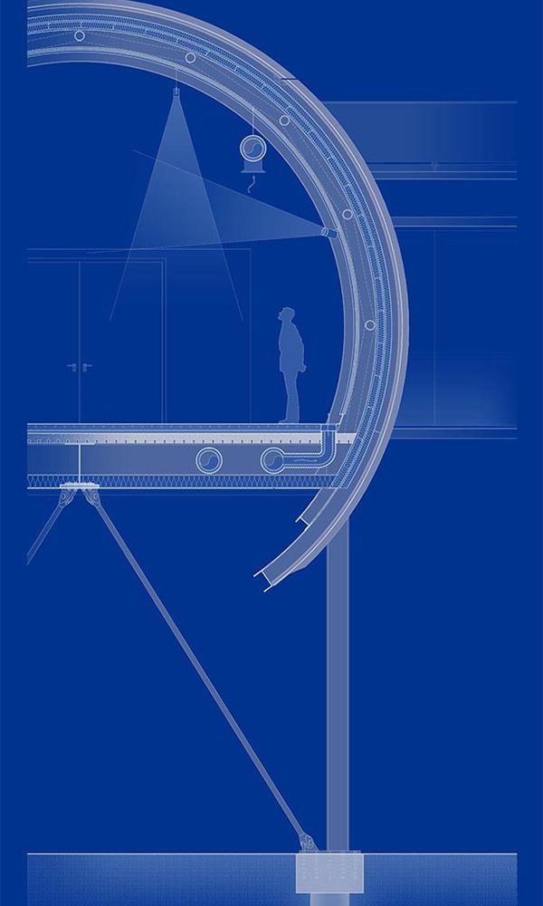 Ein Tor zum Kern des CERN. Detailskizze der optisch prägenden Tunnel-Röhren. (Bild: RPBW)