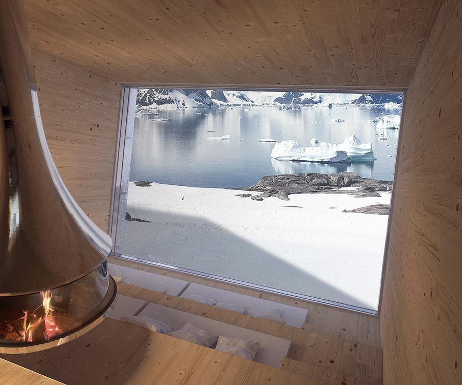 Mini-Häuser für alle Wetter. Das Panoramafenster des „Sliding Shelter“ eröffnet atemberaubenden Ausblick.  (Bild: Christophe Benichou).