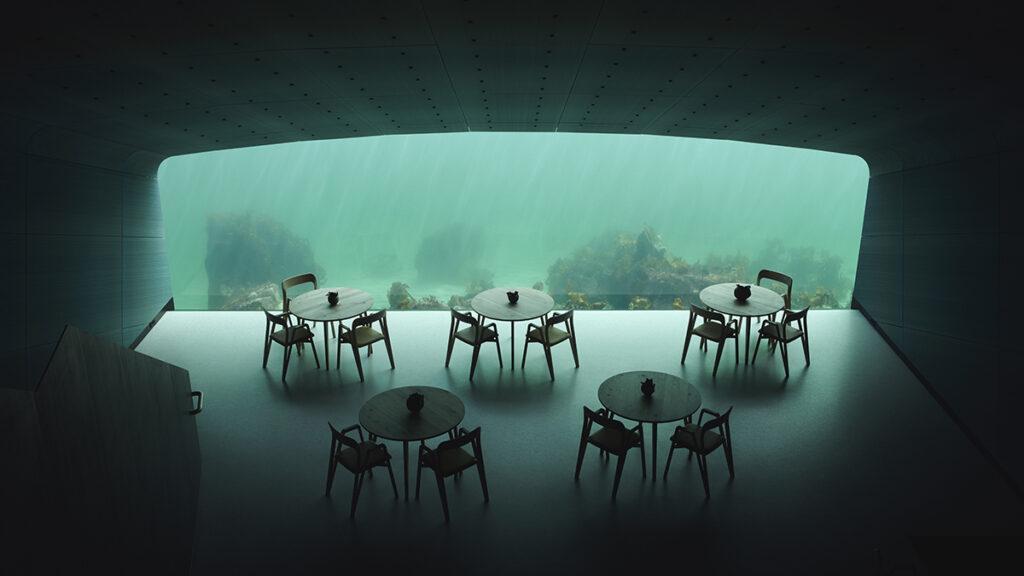 Architektur für Klima und Natur. Das Unterwasser-Restaurant „Under“ ist zugleich Meeres-Forschungszentrum. (Bild: Ivar Kvaal)