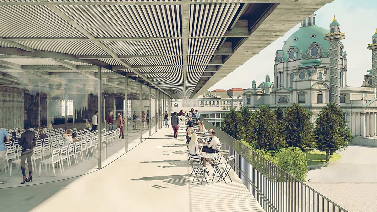 Terrasse im Fugengeschoß, Wien Museum Neu