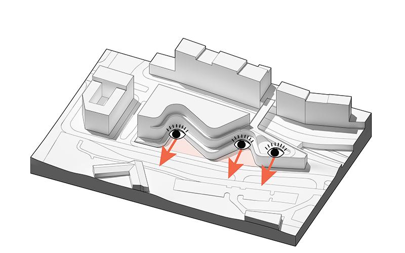 Mehr als ein Bürokomplex. Gute Aussichten: Von der Anlage eröffnet sich freier Blick über den Park. (Bild: 3XN)