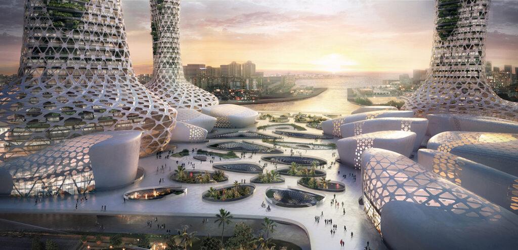 Die „symbiotischen“ Türme von Dubai. (Bild: AmorphouStudio)