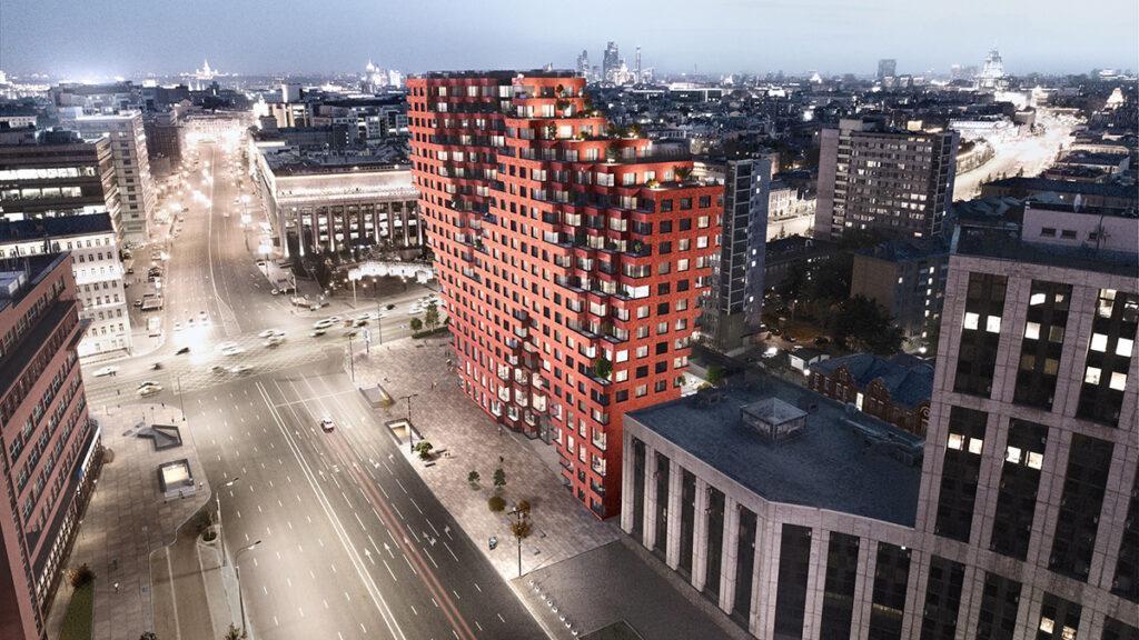 „Red 7“ färbt Moskaus Zentrum rot (Bild: MVRDV)