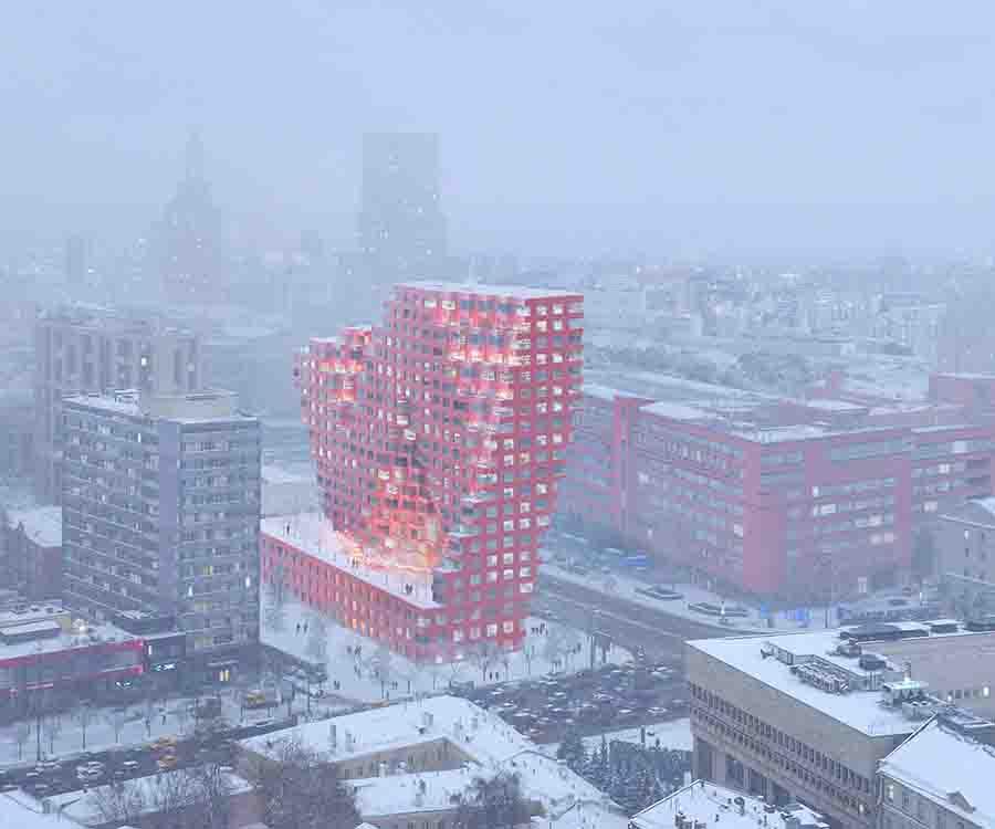 „Red 7“ färbt Moskaus Zentrum rot (Bild: MVRDV)