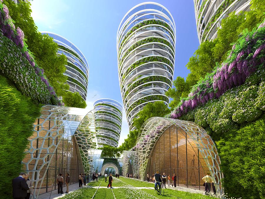 Wolkenkratzer wie im Konzept für „Paris 2050“ wird es in Aix-les-Bains nicht geben. (Bild: Vincent Callebaut)