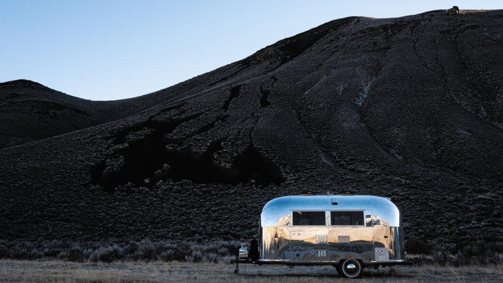 A wanderer with a high-tech trailer