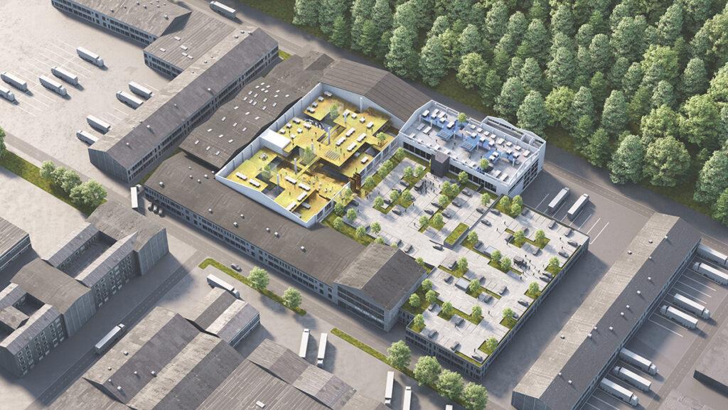Industriebrache hat Zukunft! „Handelszentrum 16“: Smarte Umnutzung macht die verwaiste Industrieanlage zu einem neuen, attraktiven Zentrum. (Bild: smartvoll Architects)