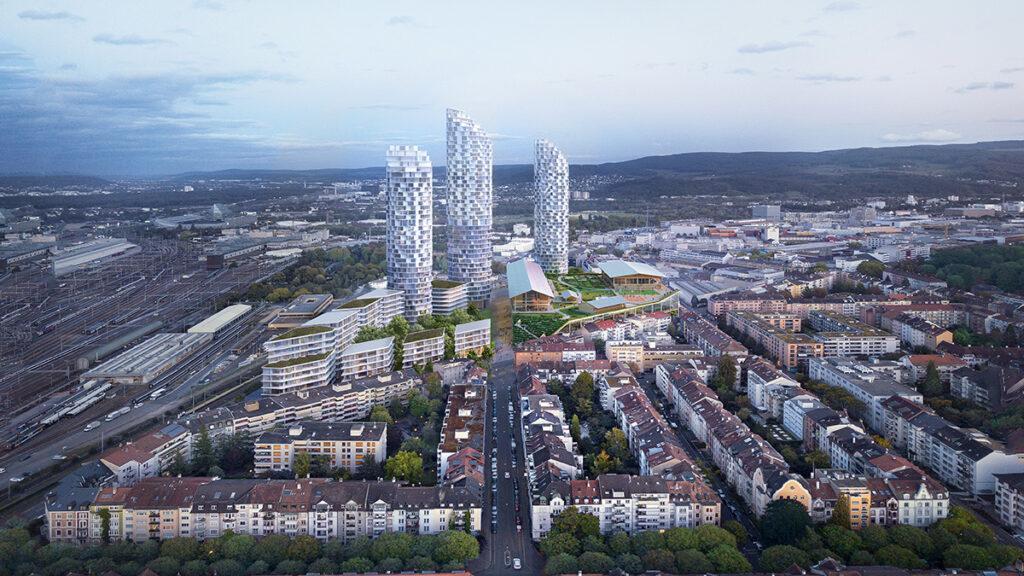 Großprojekt Dreispitz Nord: Stadterneuerung, die Basel trotz Verdichtung mehr öffentliches Grün beschert. (Bild: Herzog & de Meuron)