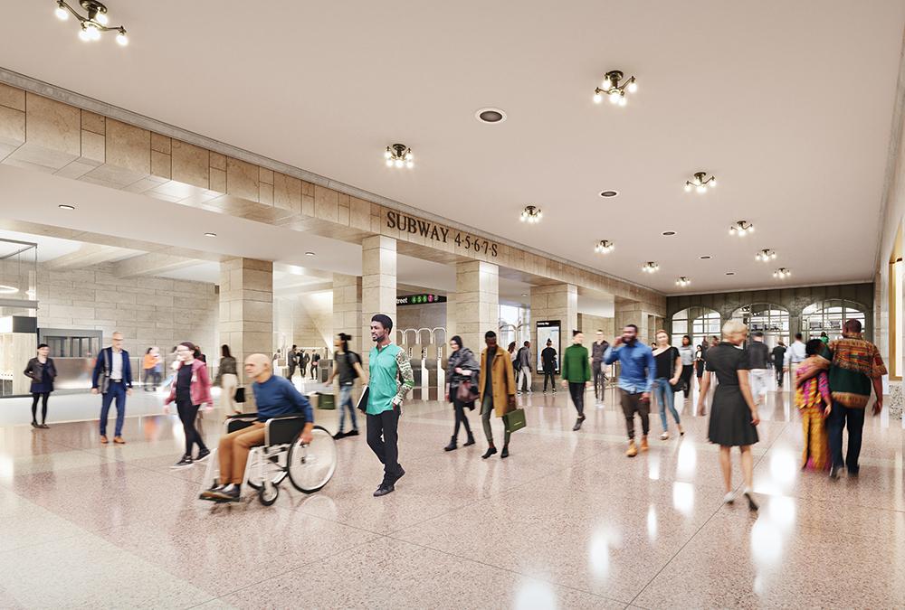 The new, floodlit 42nd Street Passage is designed to ease the current day-to-day congestion. (Credit: EKOO Media Inc. / SOM)