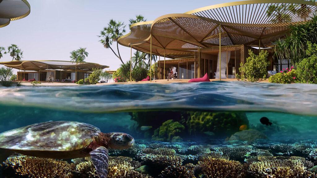 „Coral Bloom“ soll die Natur der Insel Shurayrah bewahren und trotzdem Top-Reisedestination werden. (Bild: Foster + Partners)