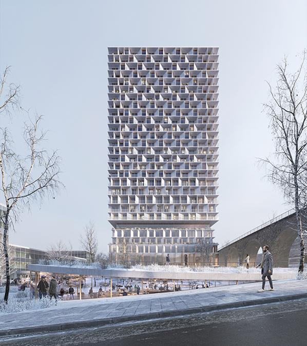 Mixed-use high-rise made of wood: The "Tilia Tower" project in Lausanne. (Image: 3XN/SBK/ White arkitekter)