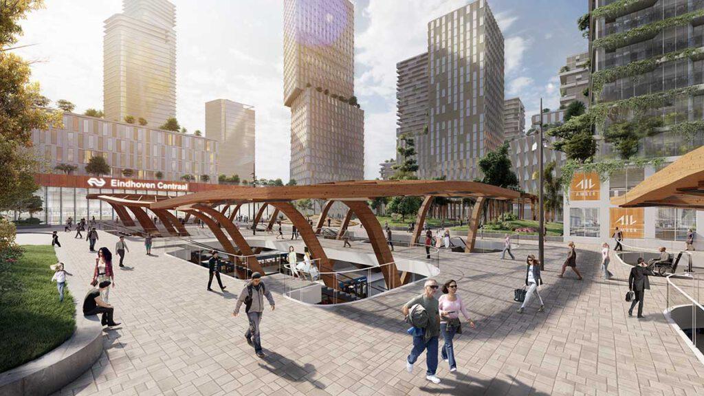 New public plaza outside Eindhoven's railway station (Rendering: KCAP)