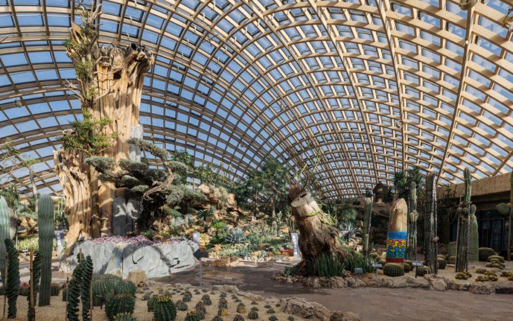 One dome is home to desert plants