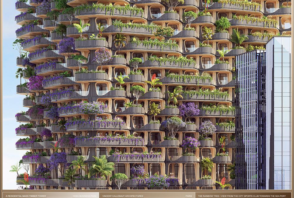 Das Design des „Rainbow Tree“-Turms ist vom gleichnamigen Baum inspiriert. (Bild: Vincent Callebaut Architecture)