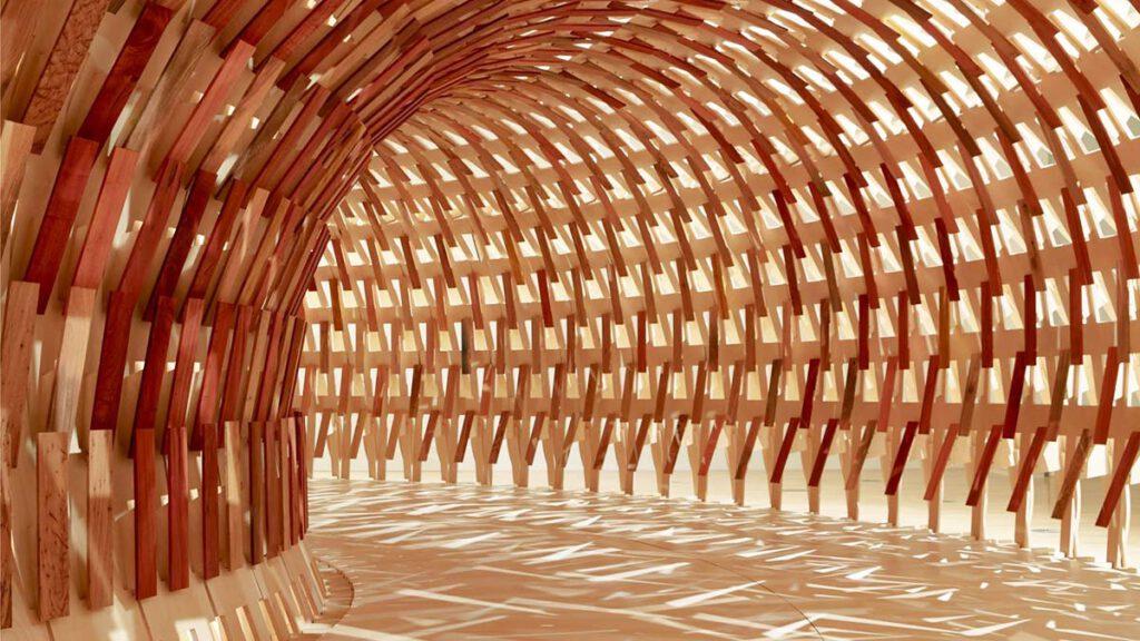 Inside, Botanical Pavilion, Kengo Kuma, Geoff Nees