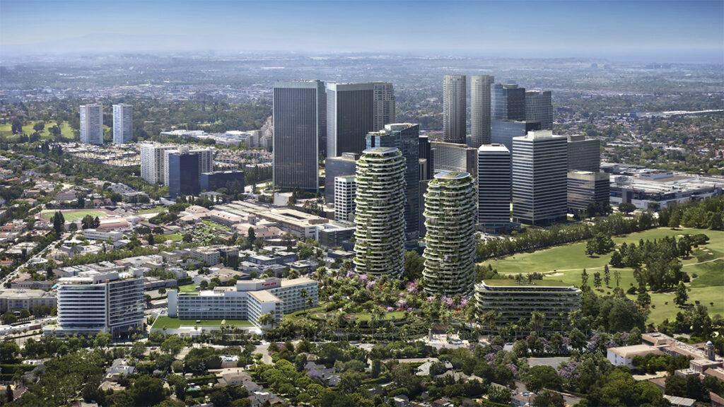 Die grünen Türme von Beverly Hills (Bild: DBOX / Foster + Partners)