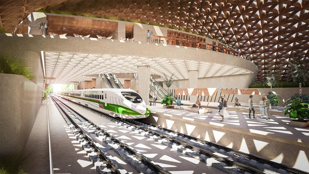 Der neue Bahnhof von Tulum soll Zugreisen zum angenehmen Erlebnis machen. (Bild: Aidia Studio)
