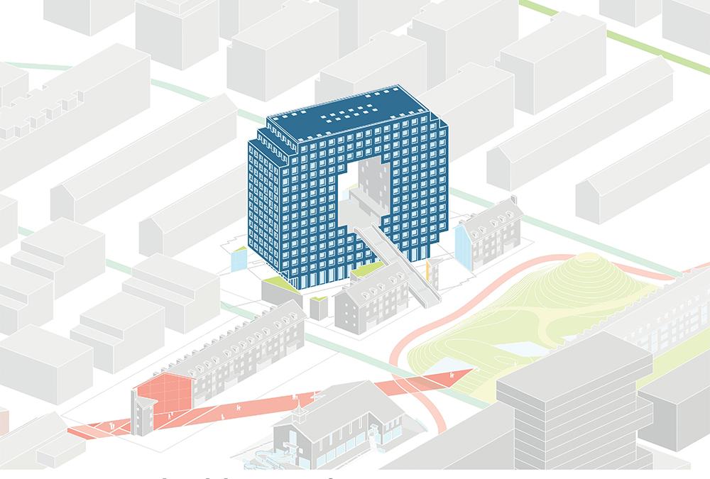 Grafik zur Entstehung des von MVRDV designten Hochhauses „O“: Die Aktivierung der Gebäudeflächen. (Bild: MVRDV)