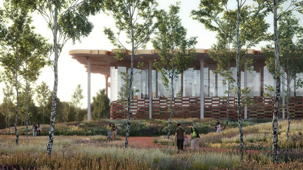 Snøhettas Design für Pekings neue öffentliche Bibliothek schafft einen „Wald des Wissens“. (Bild: Plomp)