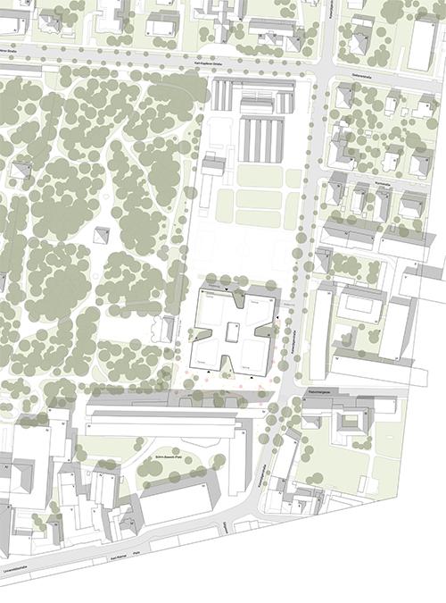 Studieren mit Alpen-Blick. Beste Lage: Der MCI Neubau liegt mitten in Innsbruck und grenzt ans Grün des Hofgartens. (Bild: Henning Larsen)