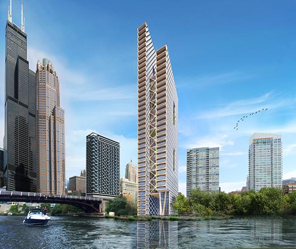 Chicago River, River Beech Tower, Perkins + Will, Chicago