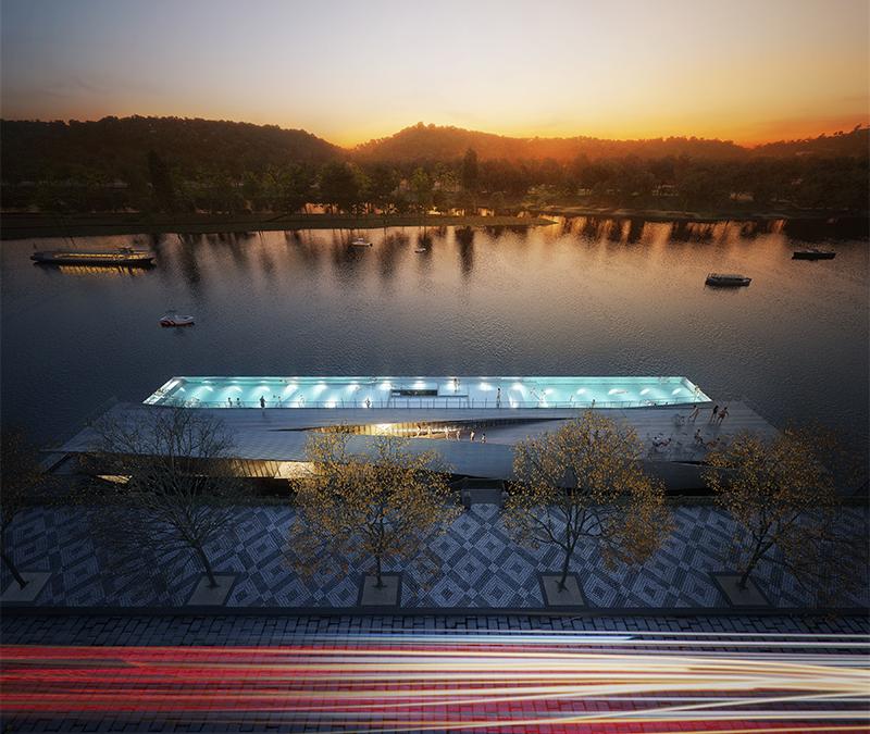 Der schöne „Floating Pool“ in der Moldau ist der nächste Schritt des großen Projekts zur Neubelebung der Uferpromenade von Prag. (Bild: Petr Janda/Brainwork)