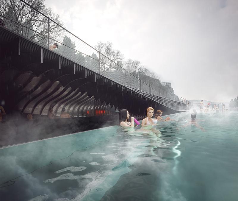 Das von Petr Janda für Prag designte Badeschiff ist so konzipiert, dass es zu jeder Jahreszeit genutzt werden kann. (Bild: Petr Janda/Brainwork)