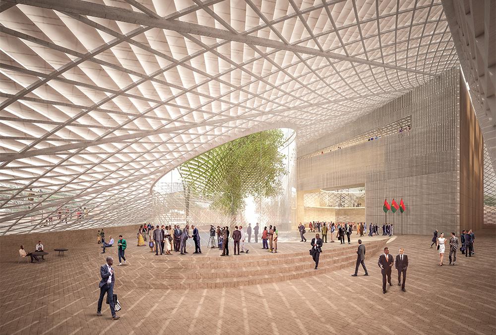 Kéré Architectures Design für Burkina Fasos National Assembly in Ouagadougou. Das neue Parlamentsgebäude ist ein lang geplantes, noch nicht fertiggestelltes Projekt. (Bild: Kéré Architecture)