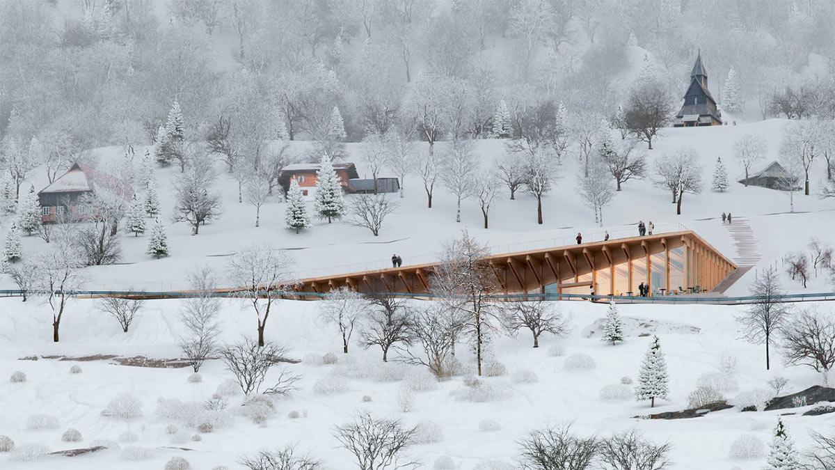 Winter, Urnes World Heritage Center, Norwegen, Christian Brink, Lipinski Architects und Tobias Laukenmann