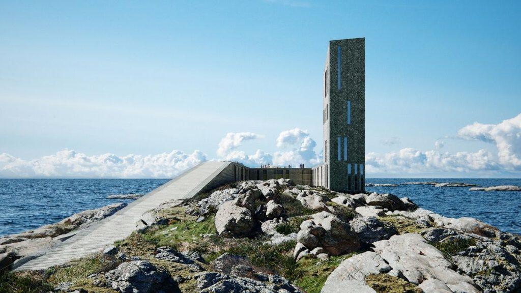 Charakteristikum des Fedje Hotel: Turm und begehbares Dach