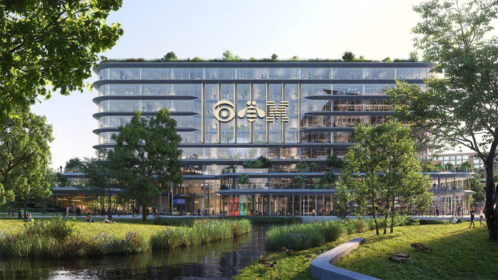 Von Grün umgeben, durchzogen und bedeckt: Das neue Hauptquartier des IT-Riesen IBM in Amsterdam. (Bild: Plomp / RED Company)