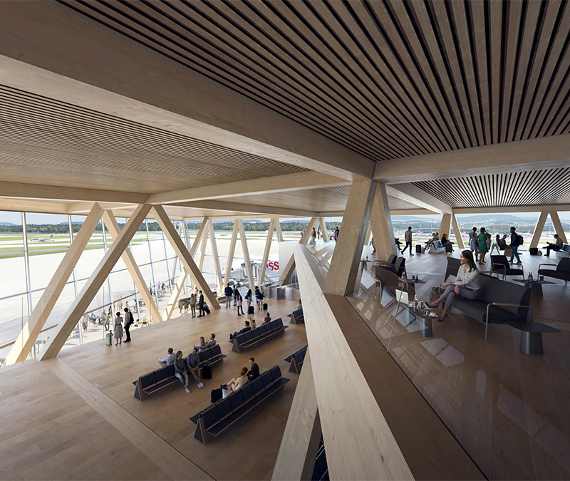 Zurich Airport opts for timber. (Credit: IMIGO)