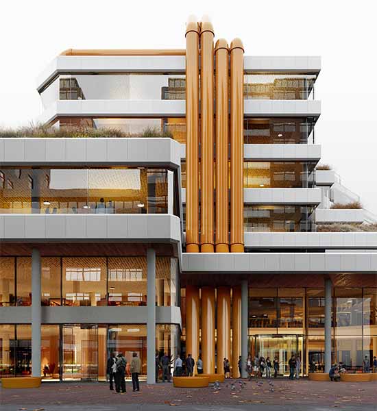 Runderneuerung einer Ikone: So wird die Zentralbibliothek Rotterdam nach Umbau und Erweiterung aussehen. (Bild: Mir)