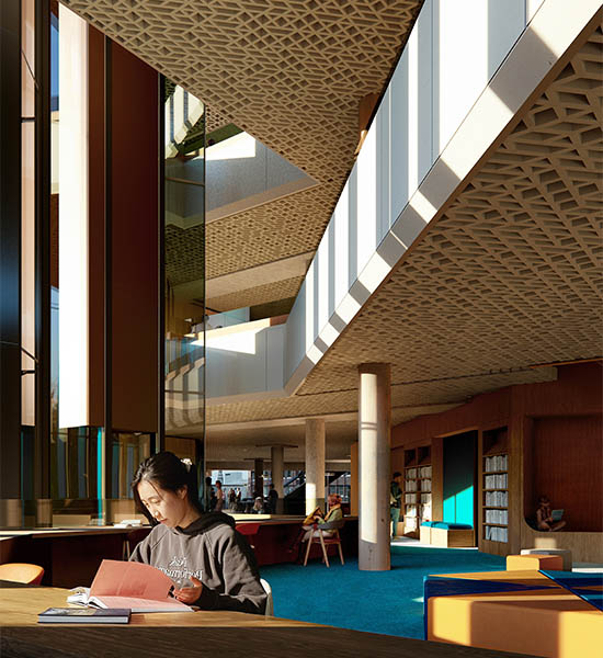 Runderneuerung einer Ikone: Die Zentralbibliothek Rotterdam bekommt ein helles, blaues Atrium. (Bild: Mir)