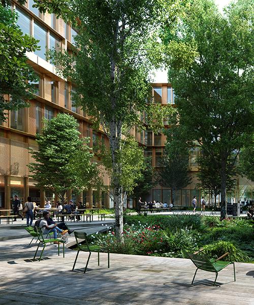Viel Grün, Freiraum und Holz: Der neue NEOMA-Campus wird mit Fokus auf Nachhaltigkeit und Wohlbefinden errichtet. (Bild: SORA)