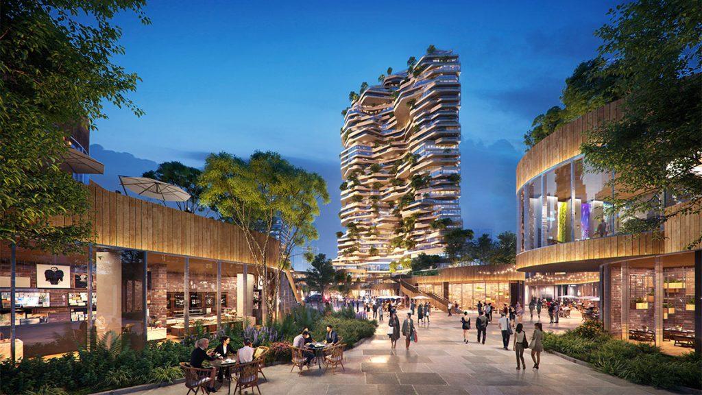 Ders von MVRDV designte Komplex „Oasis Towers“ verschafft Nanjing eine grüne Oase für Outdoor-Freizeit, Shopping und Genuss. (Bild: Atchain)